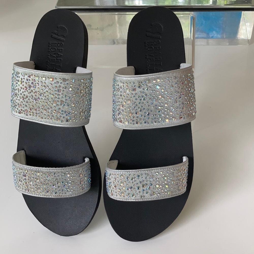Sparta Novelty Silver Sandals, Size 37